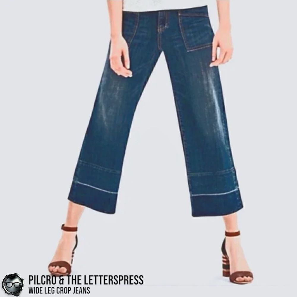 ANTHROPOLOGIE PILCRO & THE LETTERPRESS WIDE LEG CROP SAILOR JEANS SIZE 28 - Picture 13 of 13
